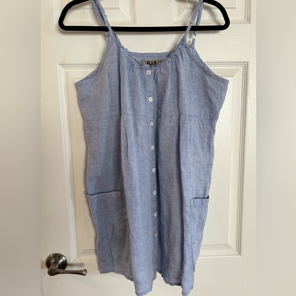 FlLAX linen Light Blue Button-Down Camisole M